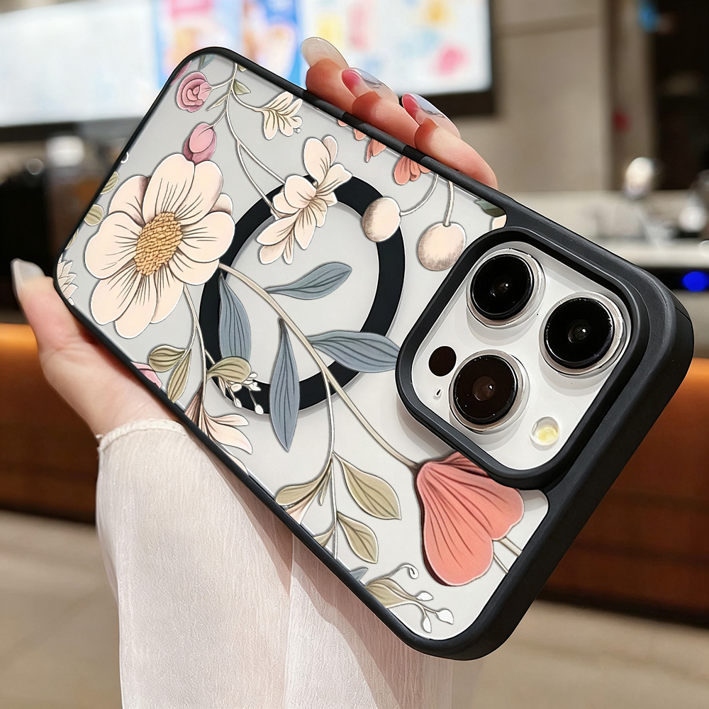 เคสโทรศัพท์ลายดอกไม้ขอบดำ ป้อง - Magnetic Phone Case บทวิจารณ์และราคา