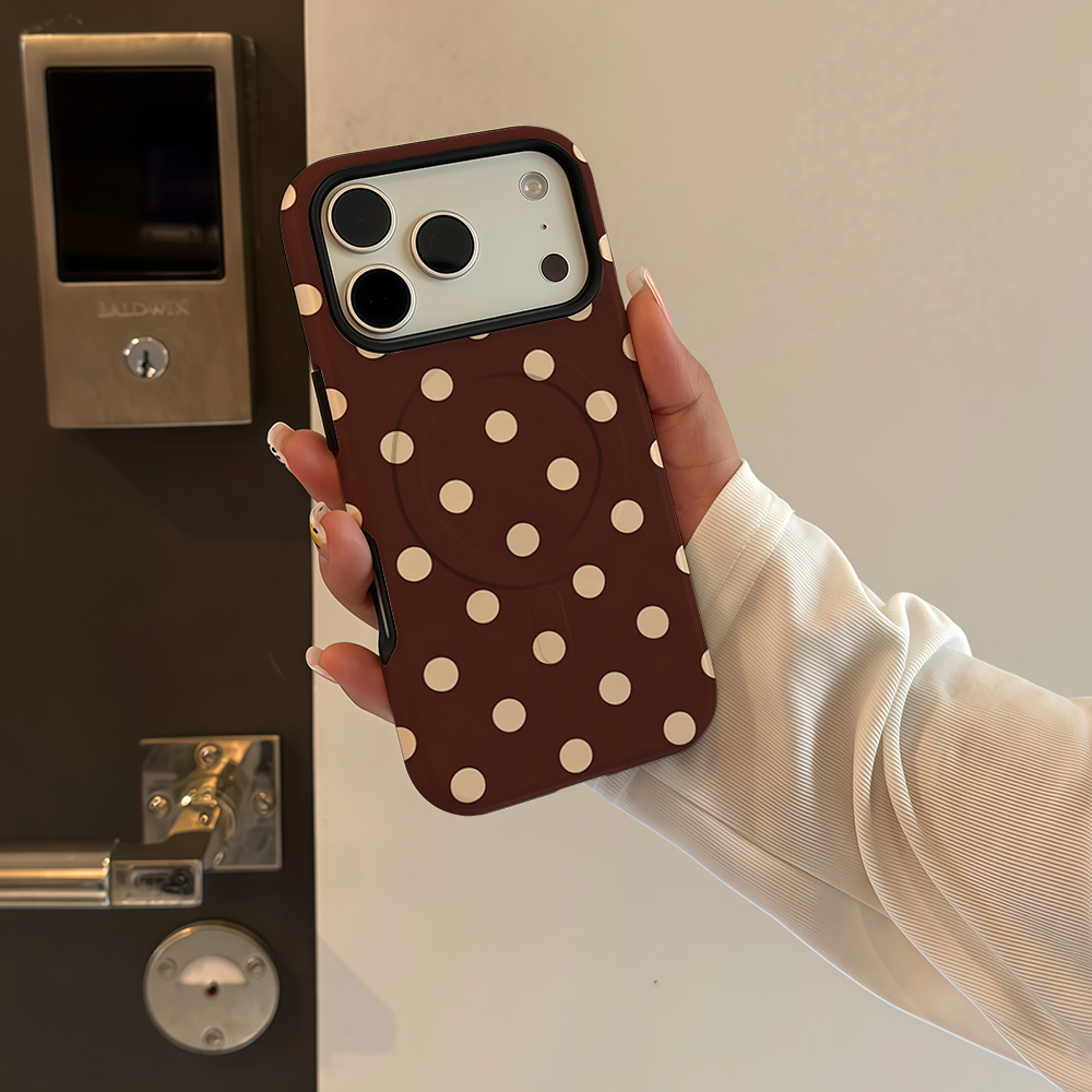 เคสโทรศัพท์ลายจุดสีน้ำตาลเบจ ส - Magnetic Phone Case บทวิจารณ์และราคา